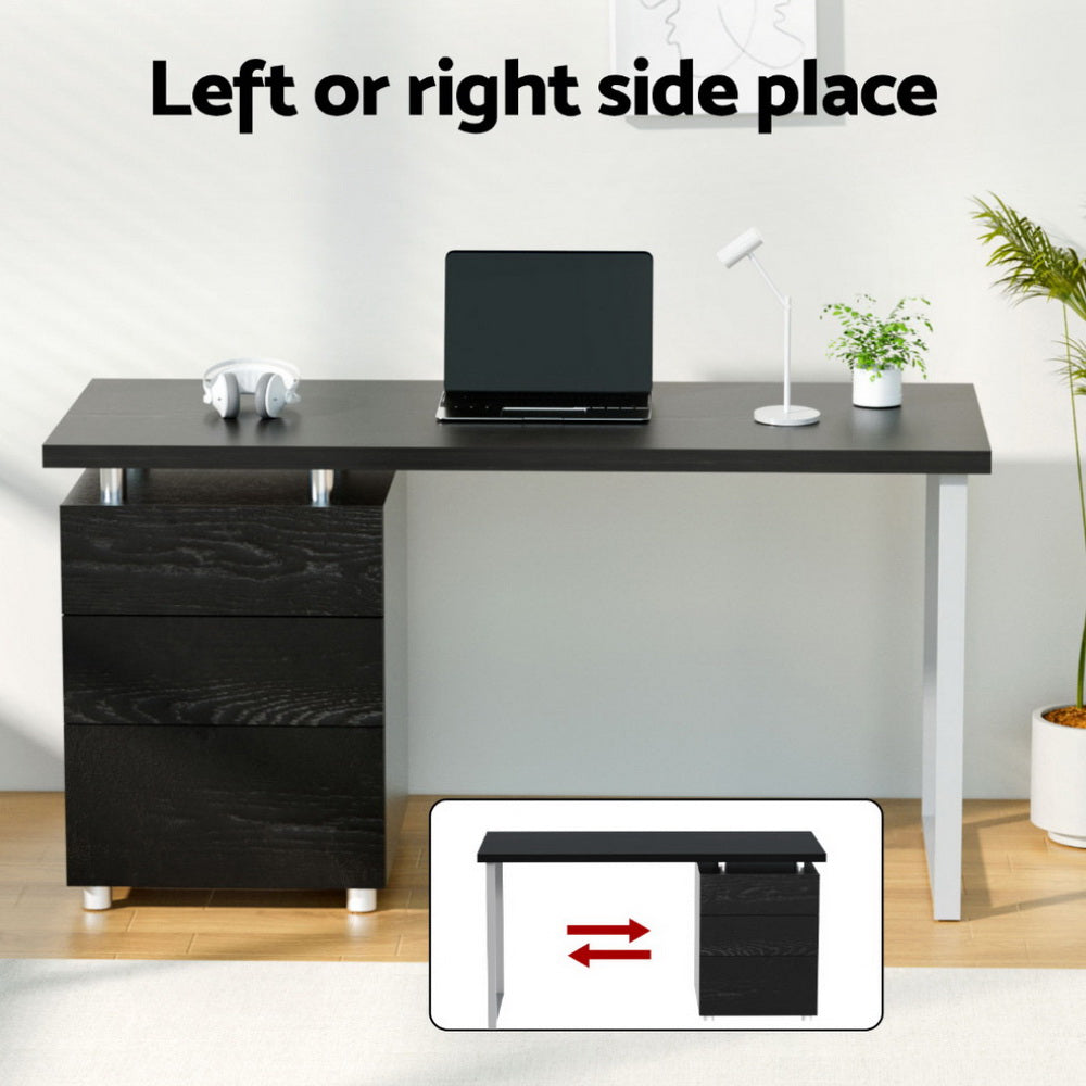 Artiss Computer Desk Drawer Black 140CM DESK-140M-BK-AB