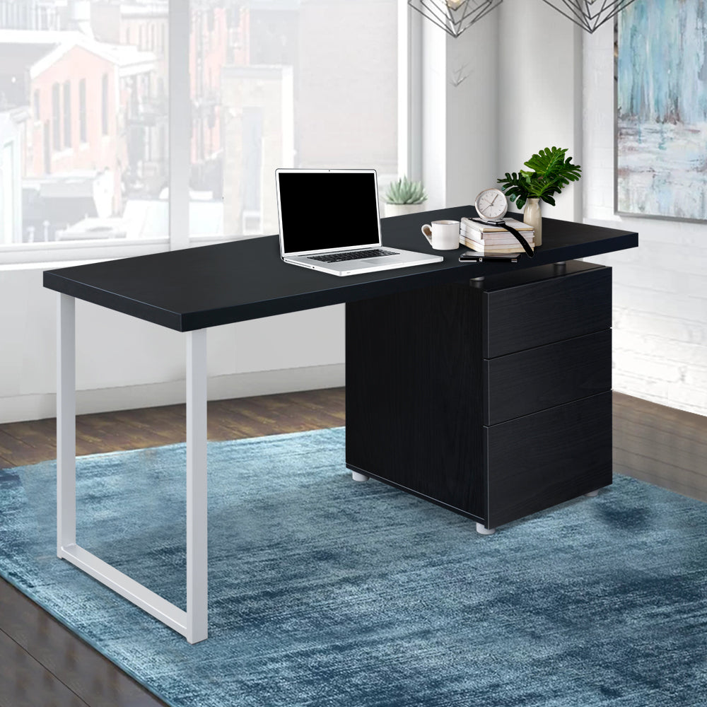 Artiss Computer Desk Drawer Black 140CM DESK-140M-BK-AB