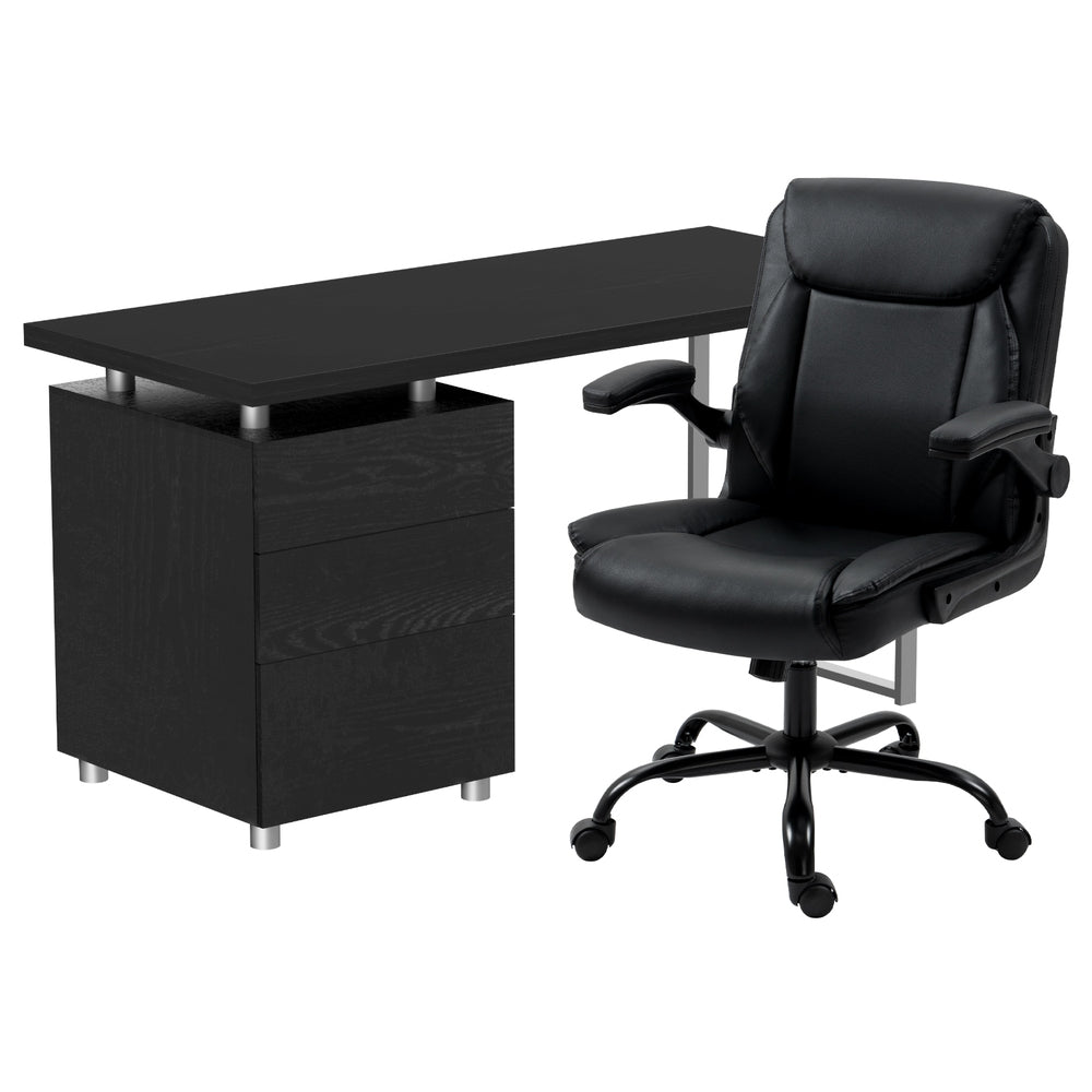 Artiss Computer Desk Executive Office Chairs Sets Black DESK-140M-CHAIR-7023-BK