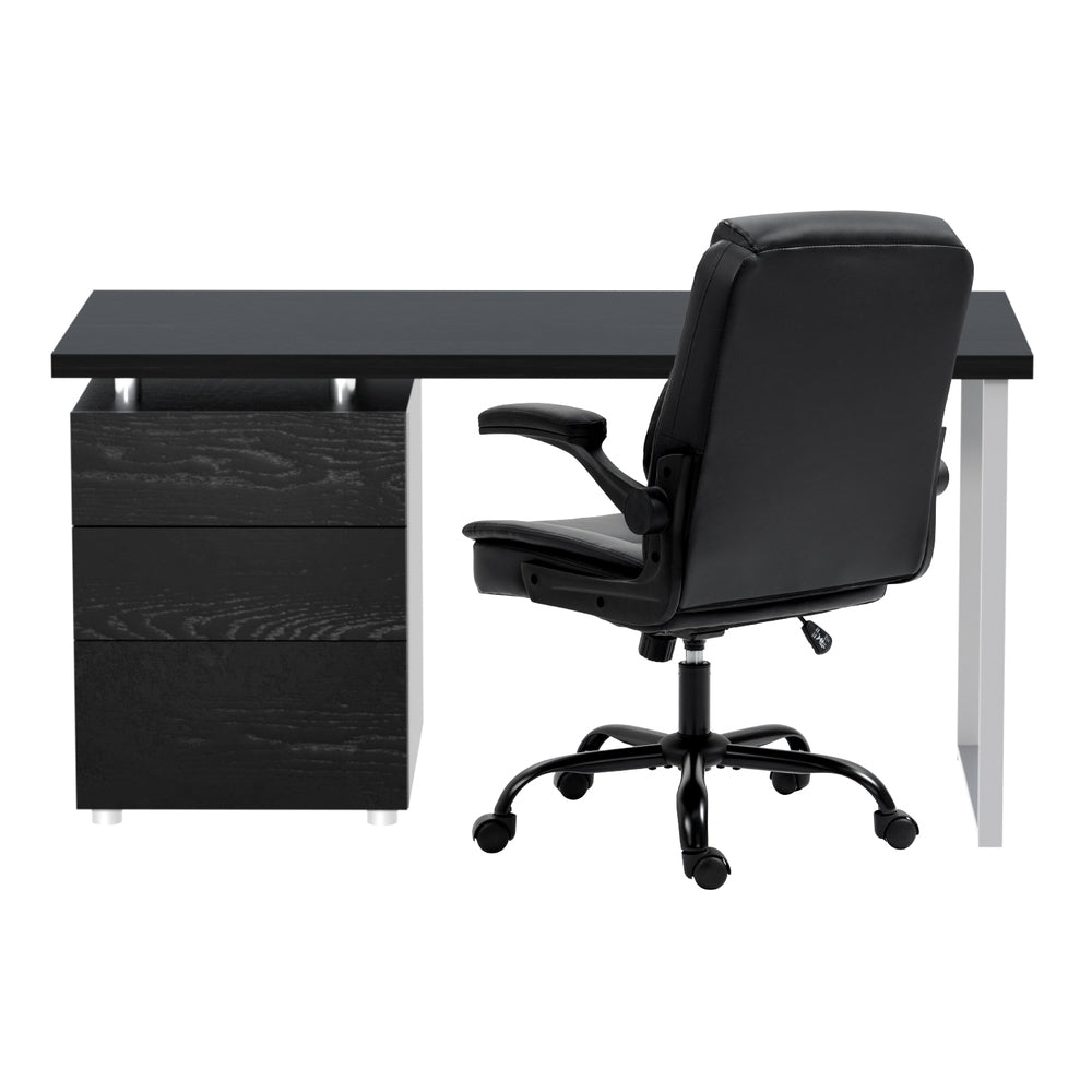 Artiss Computer Desk Executive Office Chairs Sets Black DESK-140M-CHAIR-7023-BK