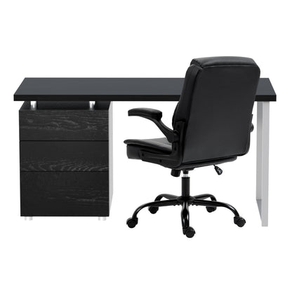 Artiss Computer Desk Executive Office Chairs Sets Black DESK-140M-CHAIR-7023-BK