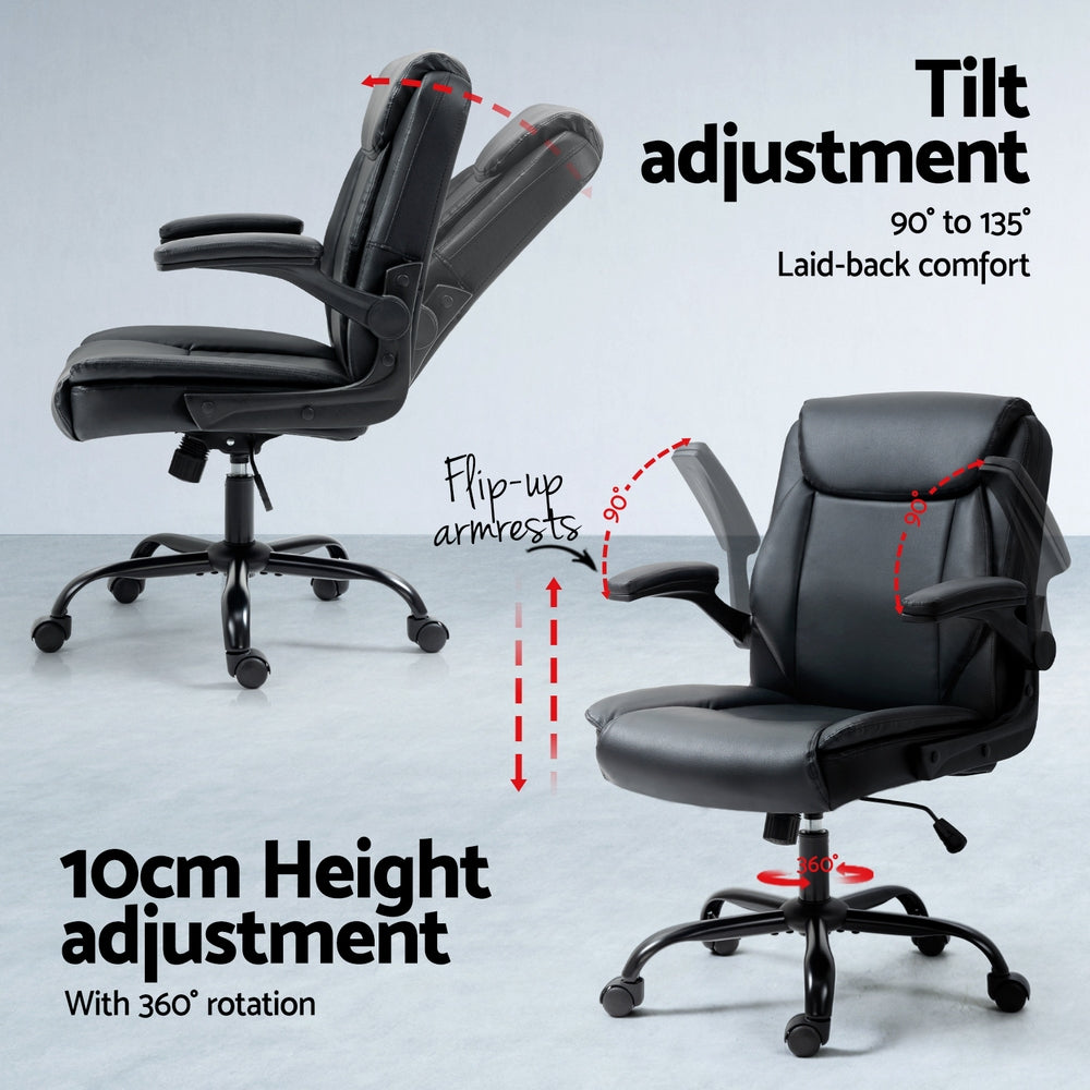 Artiss Computer Desk Executive Office Chairs Sets Black DESK-140M-CHAIR-7023-BK