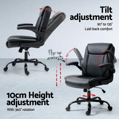 Artiss Computer Desk Executive Office Chairs Sets Black DESK-140M-CHAIR-7023-BK