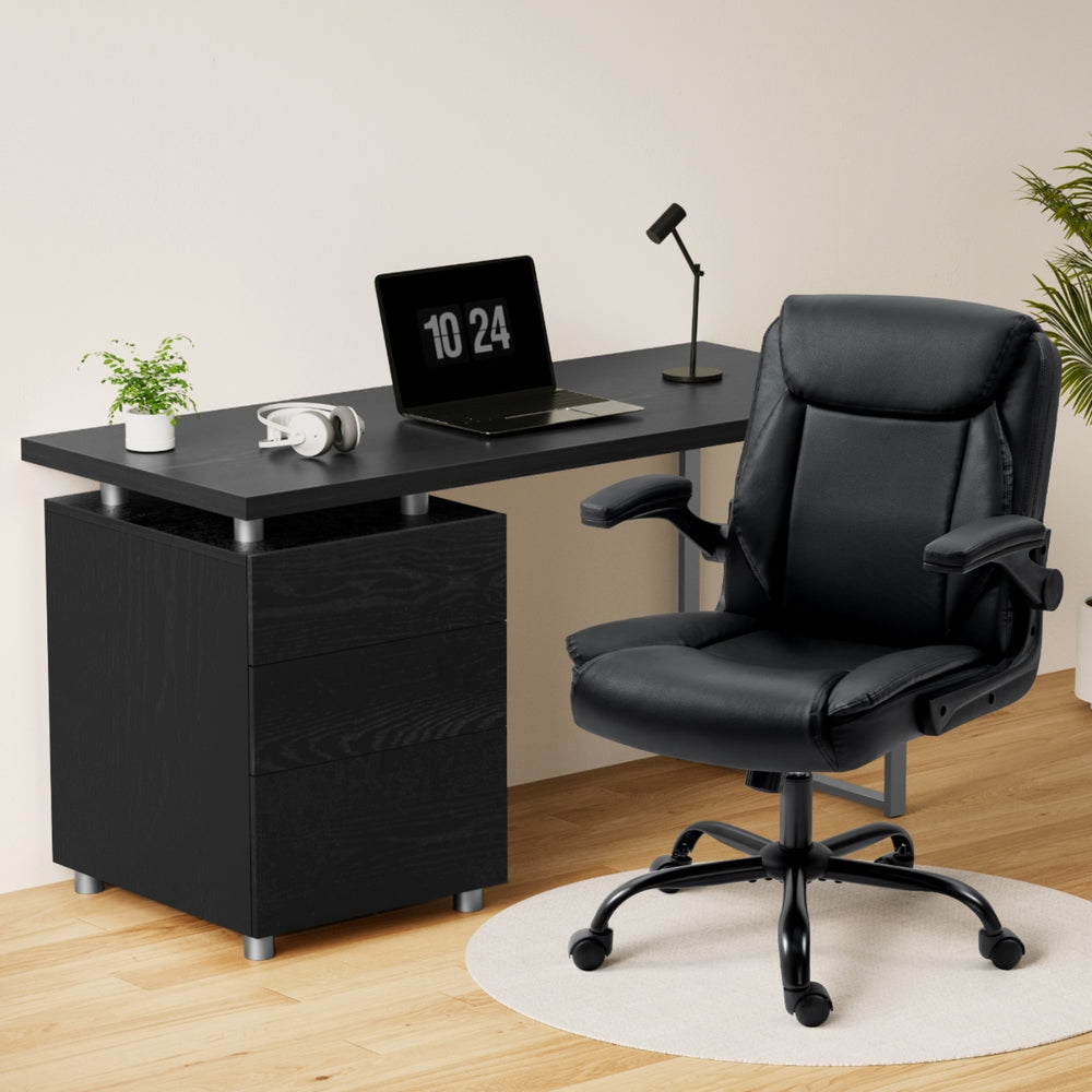 Artiss Computer Desk Executive Office Chairs Sets Black DESK-140M-CHAIR-7023-BK