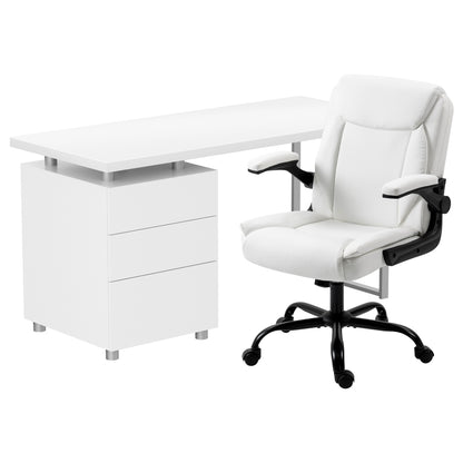 Artiss Computer Desk Executive Office Chairs Sets White DESK-140M-CHAIR-7023-WH