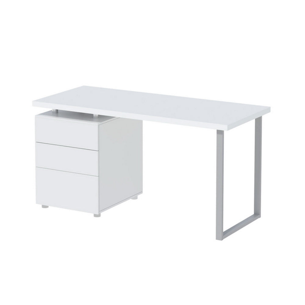 Artiss Computer Desk Drawer White 140CM DESK-140M-WH-AB