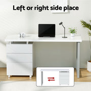 Artiss Computer Desk Drawer White 140CM DESK-140M-WH-AB
