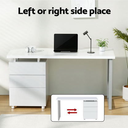 Artiss Computer Desk Drawer White 140CM DESK-140M-WH-AB
