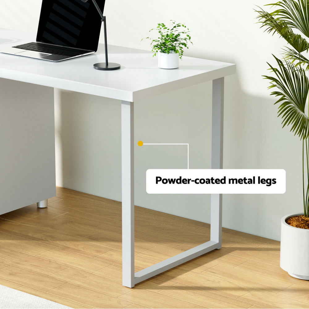 Artiss Computer Desk Drawer White 140CM DESK-140M-WH-AB