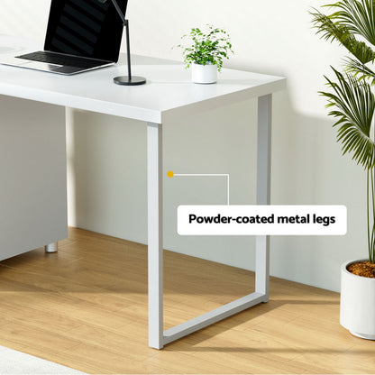 Artiss Computer Desk Drawer White 140CM DESK-140M-WH-AB