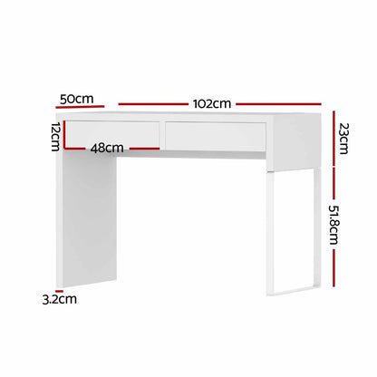 Artiss Computer Desk Drawer White DESK-2-DRAWER-WH