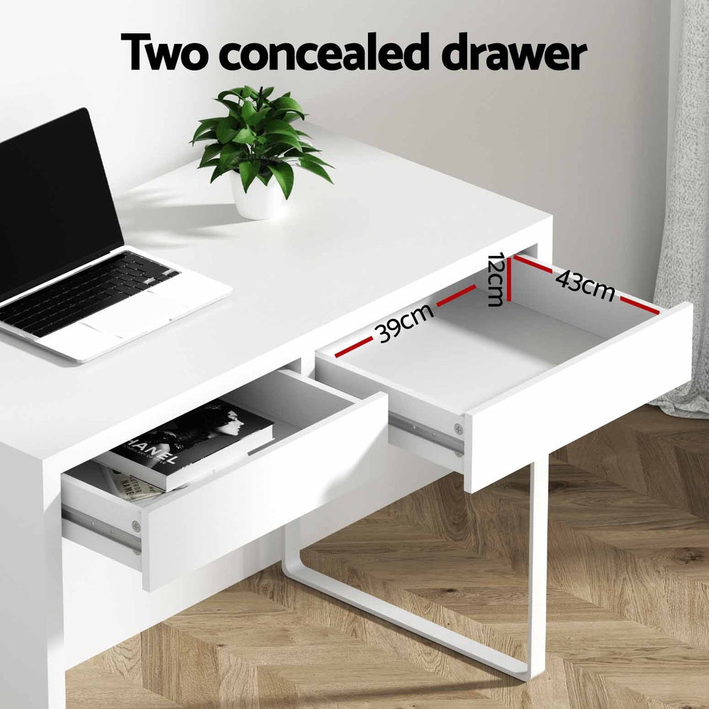 Artiss Computer Desk Drawer White DESK-2-DRAWER-WH