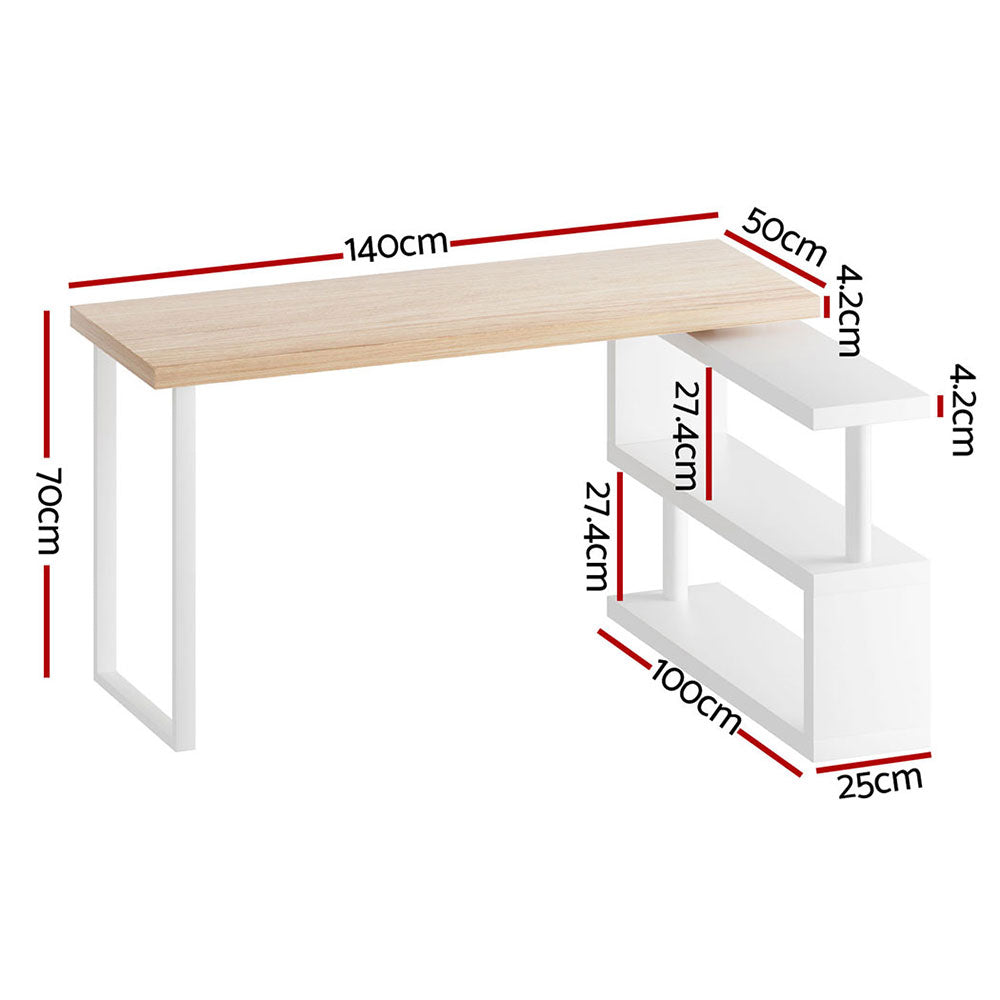 Artiss Computer Desk Bookshelf 140CM DESK-CORNER-140