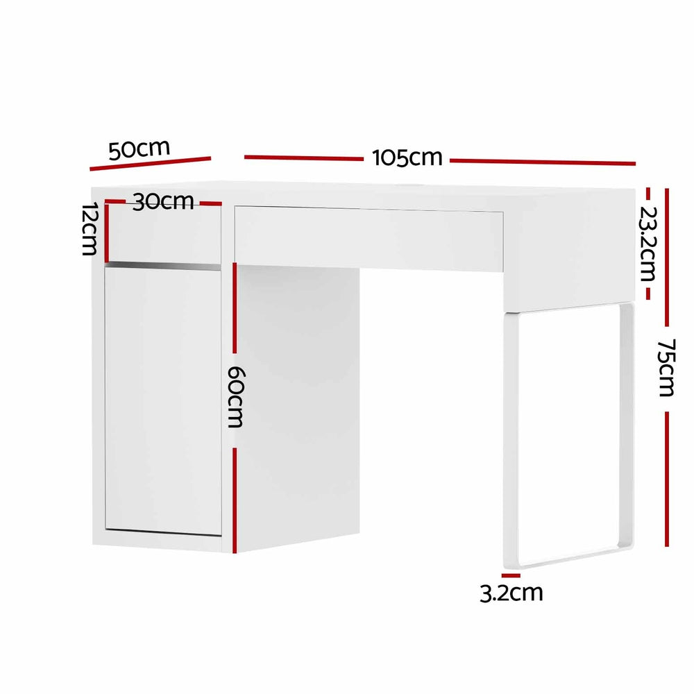 Artiss Computer Desk Drawer Cabinet White DESK-DRAW-105-WH-AB