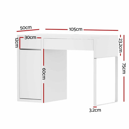 Artiss Computer Desk Drawer Cabinet White DESK-DRAW-105-WH-AB