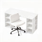 Artiss Office Desk & Chair Set 150cm Computer Desk with 6 Storage Shelves & Ergonomic Cross Legged Chair Armless Cross PU Leather Office Chair with Wheels