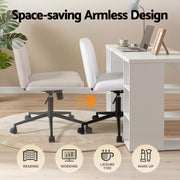 Artiss Office Desk & Chair Set 150cm Computer Desk with 6 Storage Shelves & Ergonomic Cross Legged Chair Armless Cross PU Leather Office Chair with Wheels