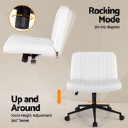 Artiss Office Desk & Chair Set 150cm Computer Desk with 6 Storage Shelves & Ergonomic Cross Legged Chair Armless Cross PU Leather Office Chair with Wheels