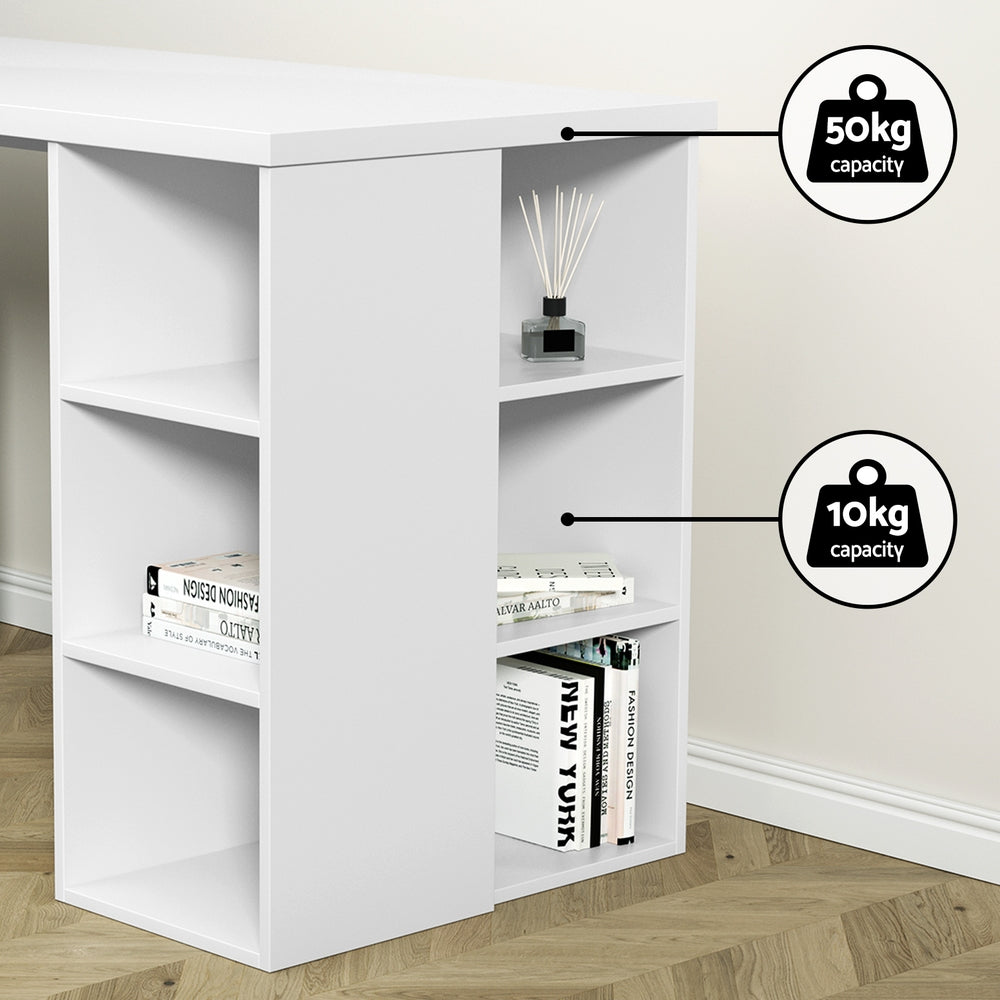 Artiss Computer Desk Bookshelf White 150CM DESK-SHEF-150-WH-AB