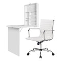 Artiss Computer Desk Office Chair Set PU Leather Wall Mount Foldable Table White DESK-WALL-8147-WH