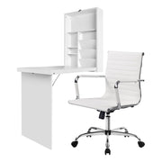 Artiss Computer Desk Office Chair Set PU Leather Wall Mount Foldable Table White DESK-WALL-8147-WH