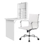 Artiss Computer Desk Office Chair Set PU Leather Wall Mount Foldable Table White DESK-WALL-8147-WH