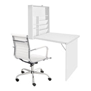 Artiss Computer Desk Office Chair Set PU Leather Wall Mount Foldable Table White DESK-WALL-8147-WH