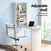 Artiss Computer Desk Office Chair Set PU Leather Wall Mount Foldable Table White DESK-WALL-8147-WH