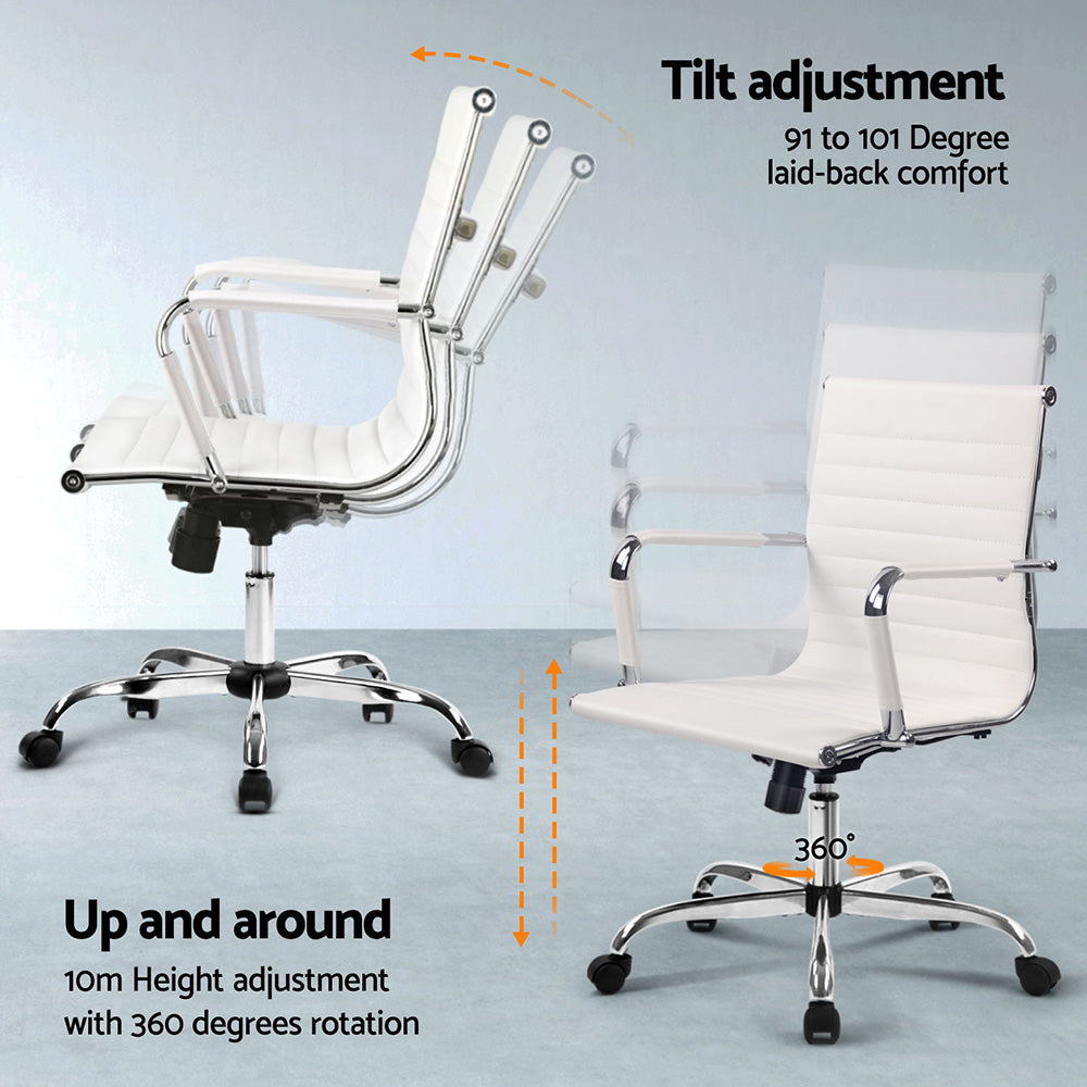 Artiss Computer Desk Office Chair Set PU Leather Wall Mount Foldable Table White DESK-WALL-8147-WH