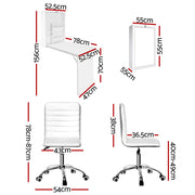 Artiss Computer Desk Office Chair Set PU Leather Wall Mount Foldable Table White DESK-WALL-REPL-WH