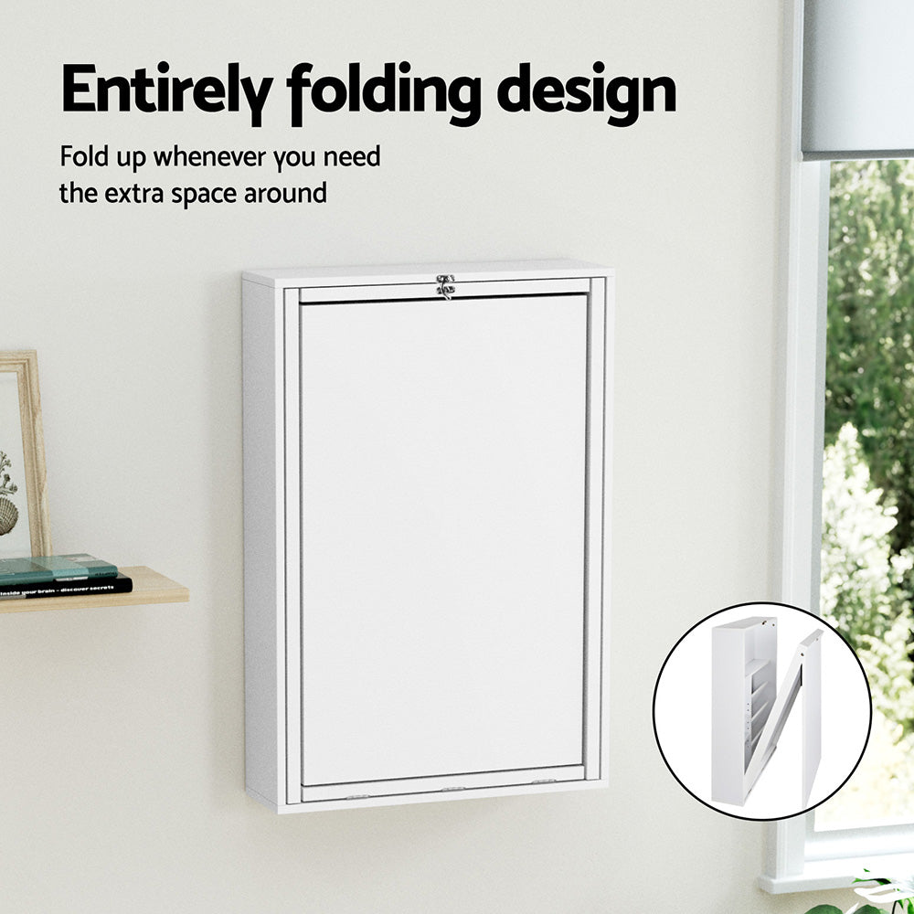 Artiss Computer Desk Office Chair Set PU Leather Wall Mount Foldable Table White DESK-WALL-REPL-WH