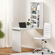 Artiss Computer Desk Office Chair Set PU Leather Wall Mount Foldable Table White DESK-WALL-REPL-WH