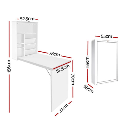 Artiss Computer Desk Bookshelf Wall Mount White DESK-WALL-WH