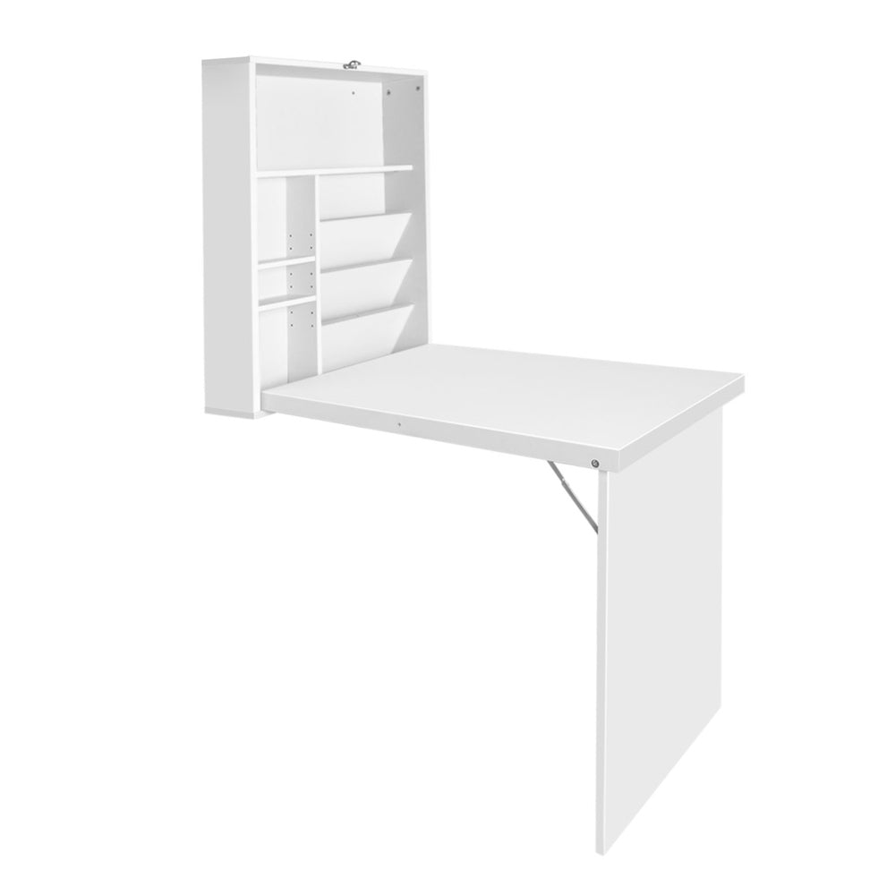 Artiss Computer Desk Bookshelf Wall Mount White DESK-WALL-WH