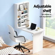 Artiss Computer Desk Bookshelf Wall Mount White DESK-WALL-WH