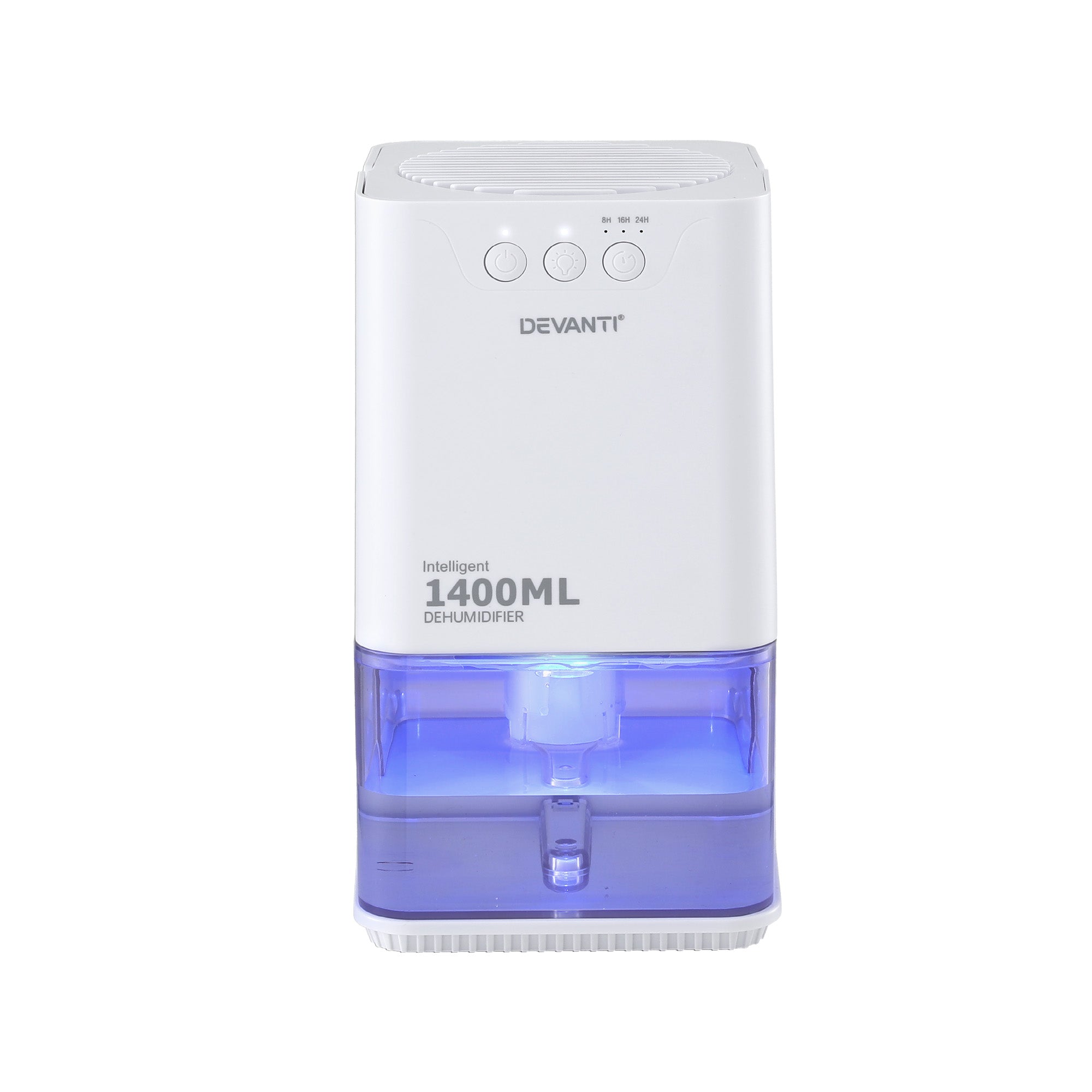 Devanti 1400ML Portable Dehumidifier Quiet Sleep Mode Timer Auto Off Bedroom White DH-1400A-WH