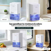 Devanti 1400ML Portable Dehumidifier Quiet Sleep Mode Timer Auto Off Bedroom White DH-1400A-WH