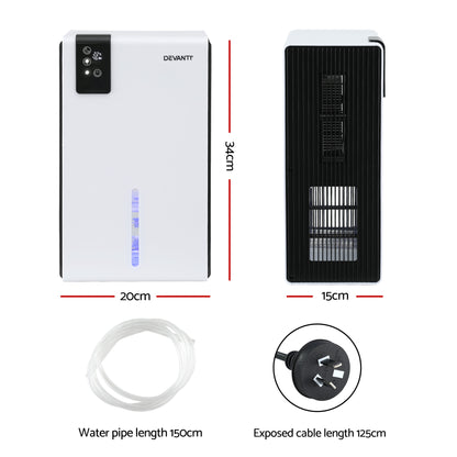 DEVANTI 2000ml Portable Dehumidifier Moisture Absorber Home Bedroom Quiet Remote DH-2800B-WH
