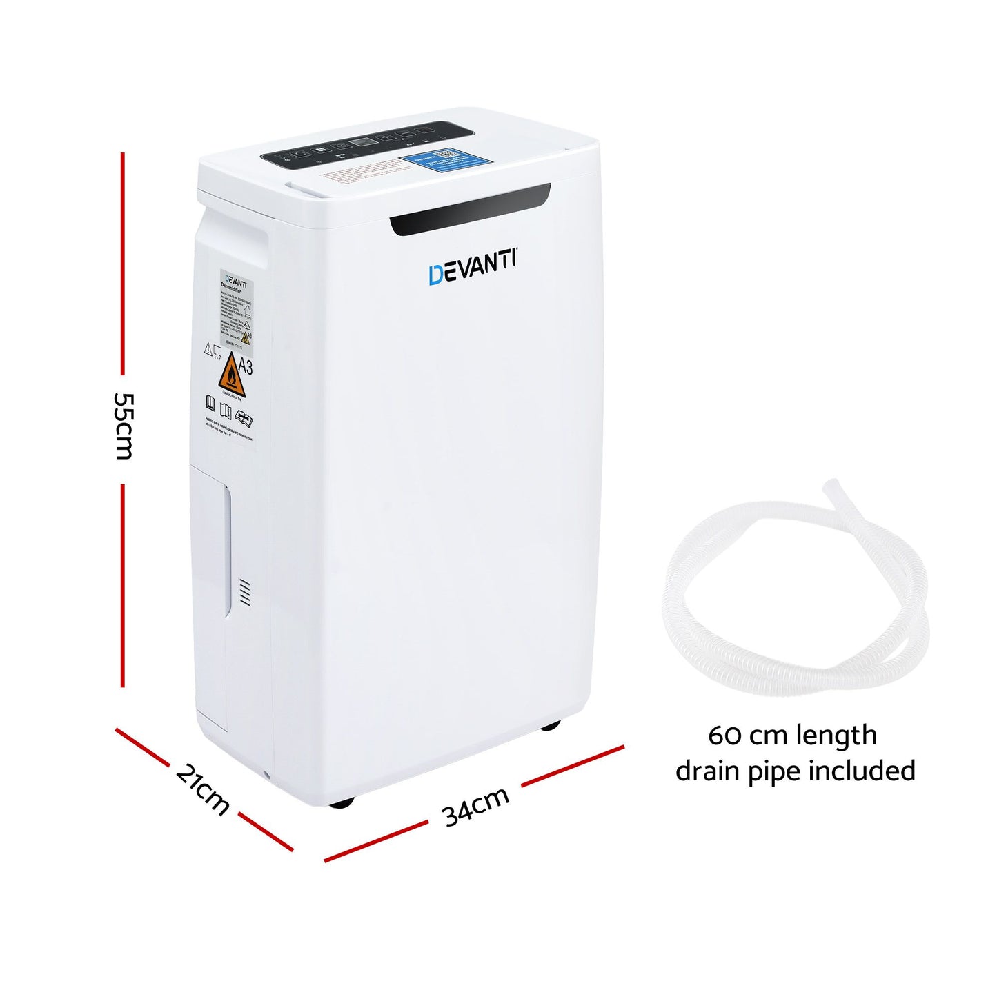 Devanti 16L Dehumidifier Portable Air Dryer Moisture Absorber 5.5L Water Tank Home DH-B-16L-WH