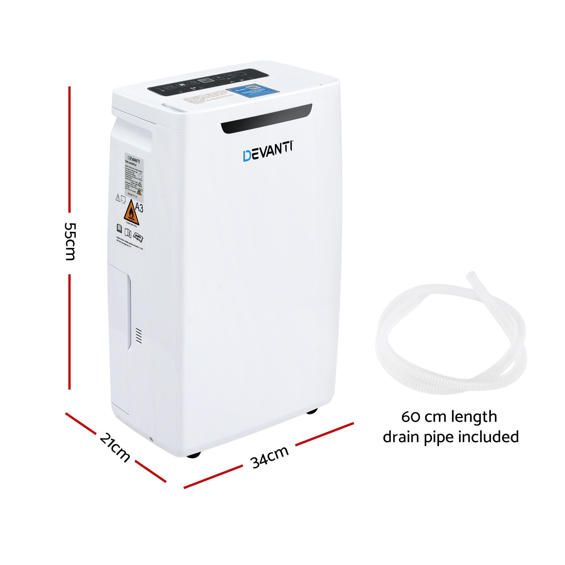 Devanti 16L Dehumidifier Portable Air Dryer Moisture Absorber 5.5L Water Tank Home DH-B-16L-WH