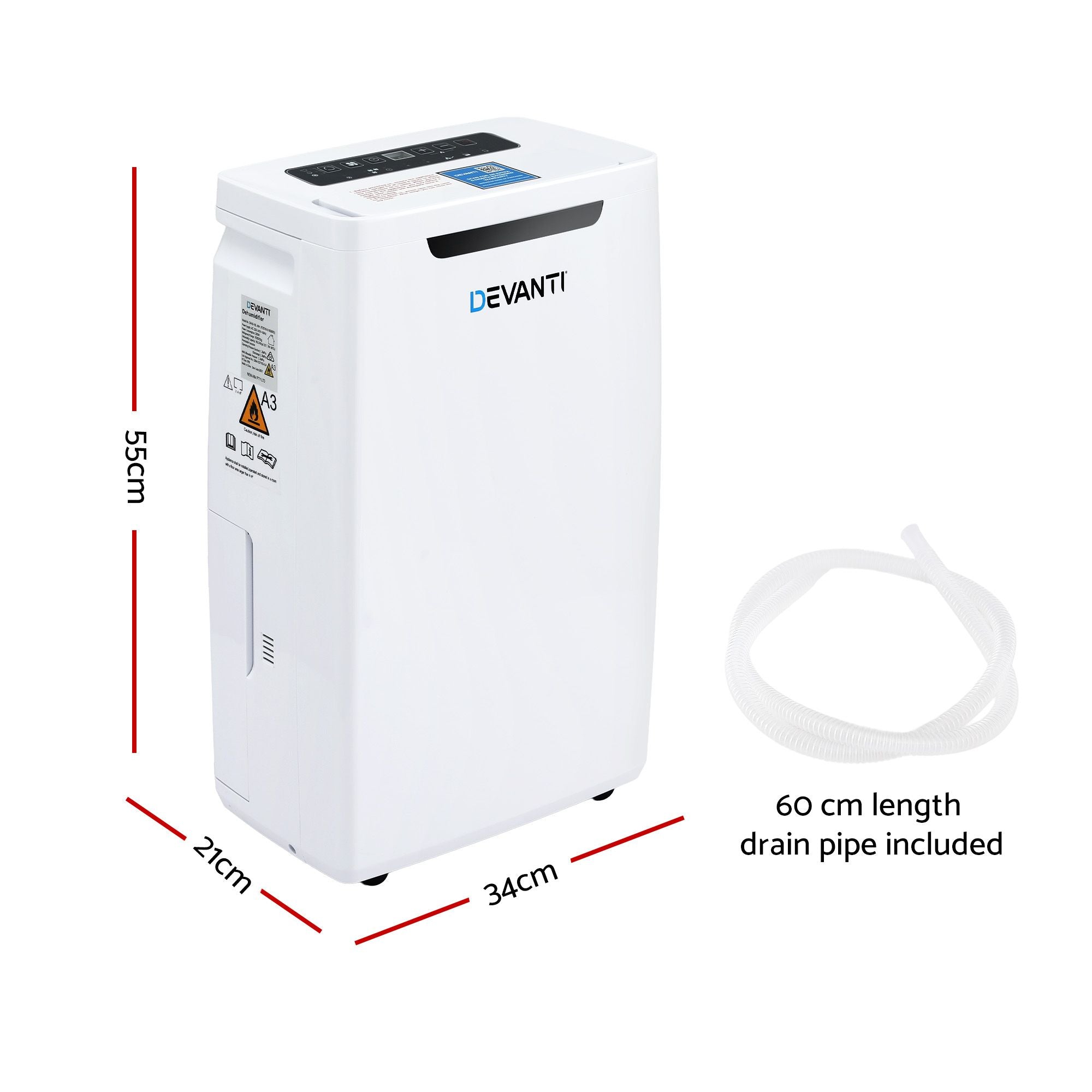 Devanti 16L Dehumidifier Portable Air Dryer Moisture Absorber 5.5L Water Tank Home DH-B-16L-WH