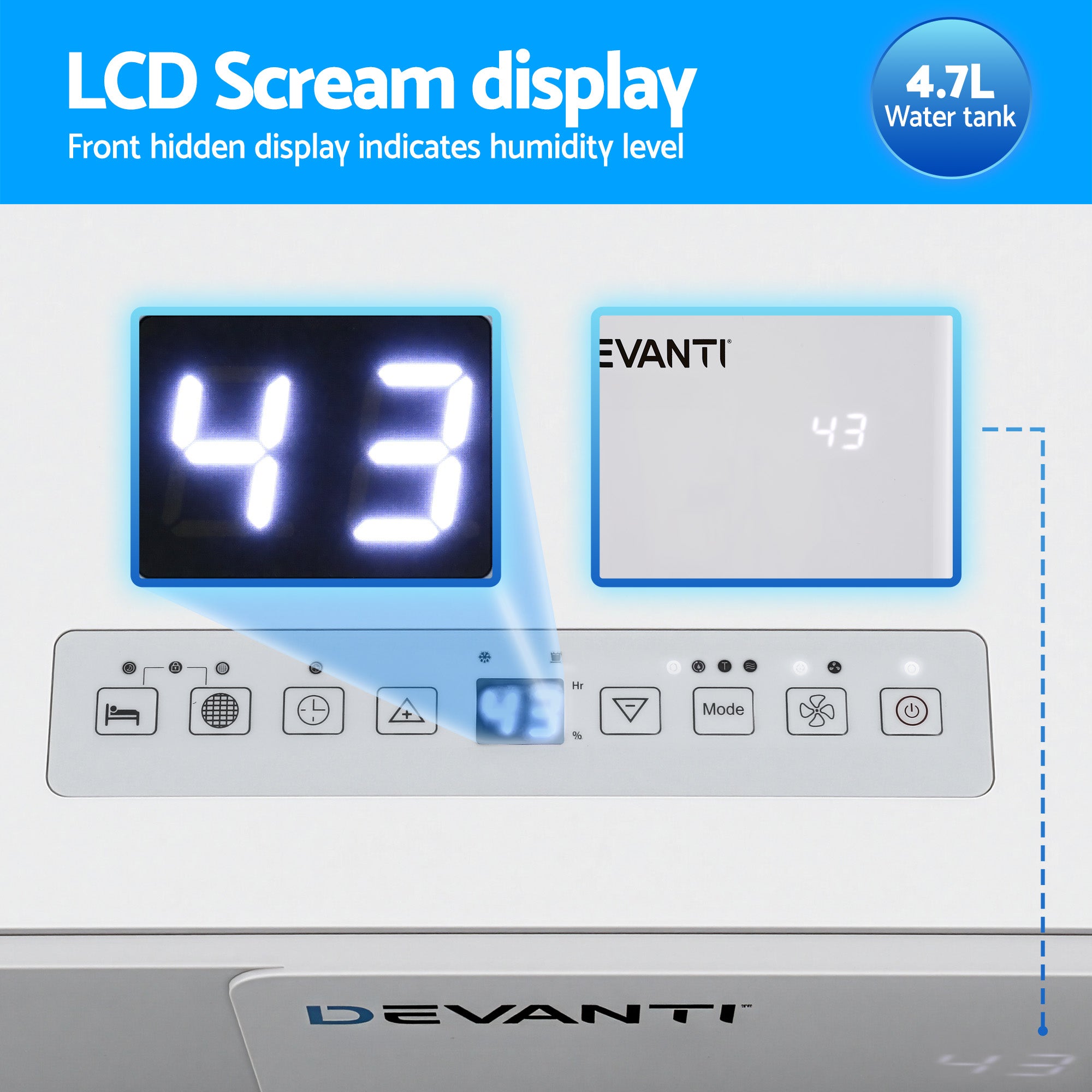 Devanti 30L/Day Dehumidifier Home Air Dryer Mould Moisture 4.7L Tank DH-B-30L-WH