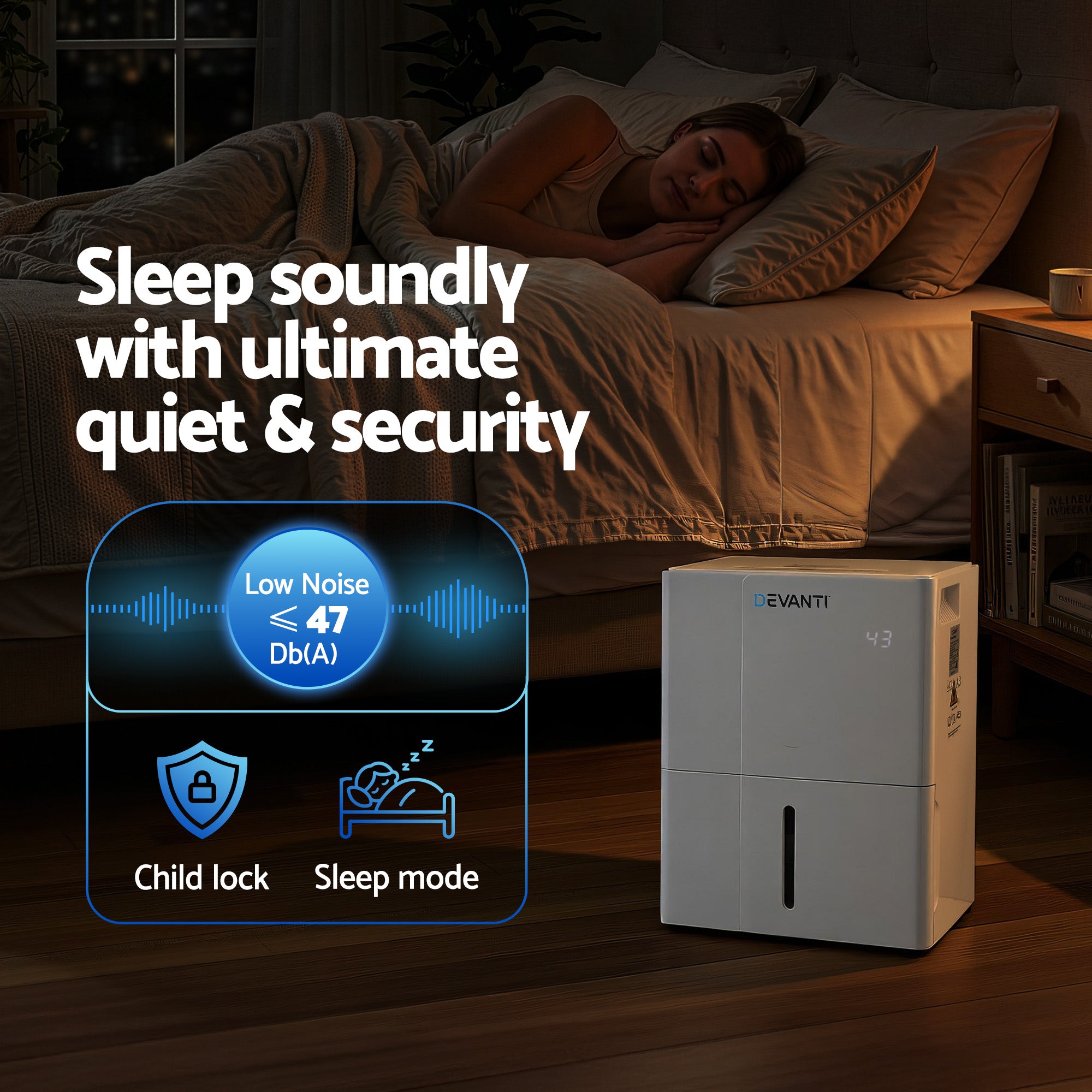 Devanti 30L/Day Dehumidifier Home Air Dryer Mould Moisture 4.7L Tank DH-B-30L-WH