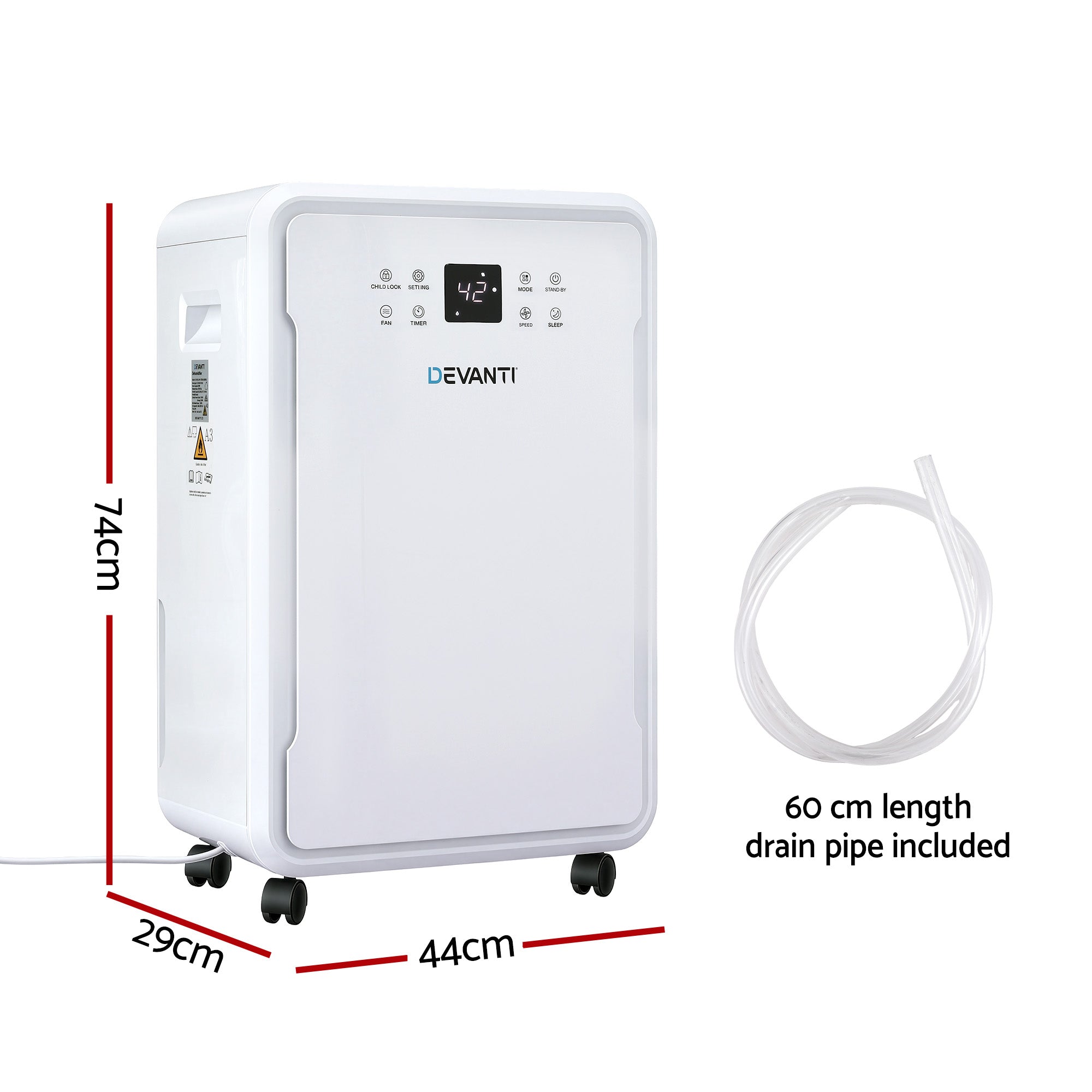 Devanti 50L/Day Dehumidifier Home Air Dryer Mould Moisture 8.5L Tank DH-B-50L-WH