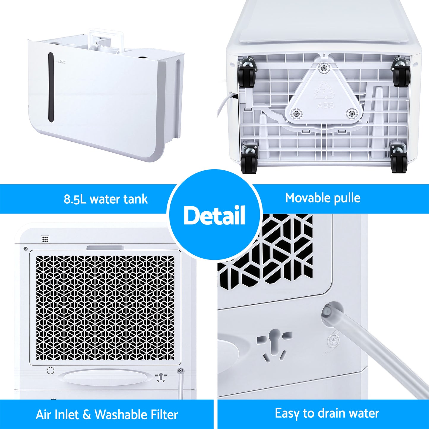 Devanti 50L/Day Dehumidifier Home Air Dryer Mould Moisture 8.5L Tank DH-B-50L-WH