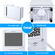 Devanti 50L/Day Dehumidifier Home Air Dryer Mould Moisture 8.5L Tank DH-B-50L-WH