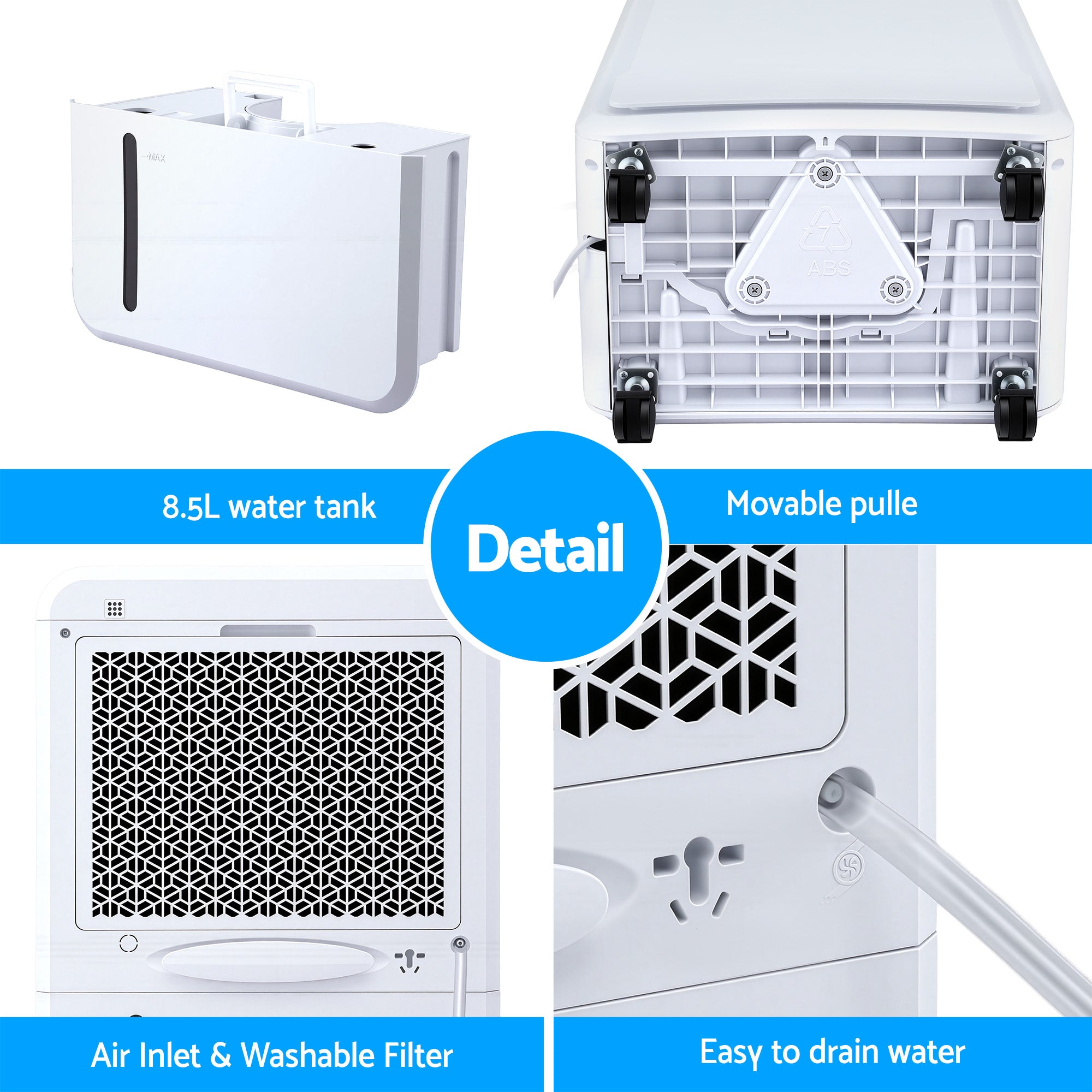 Devanti 50L/Day Dehumidifier Home Air Dryer Mould Moisture 8.5L Tank DH-B-50L-WH