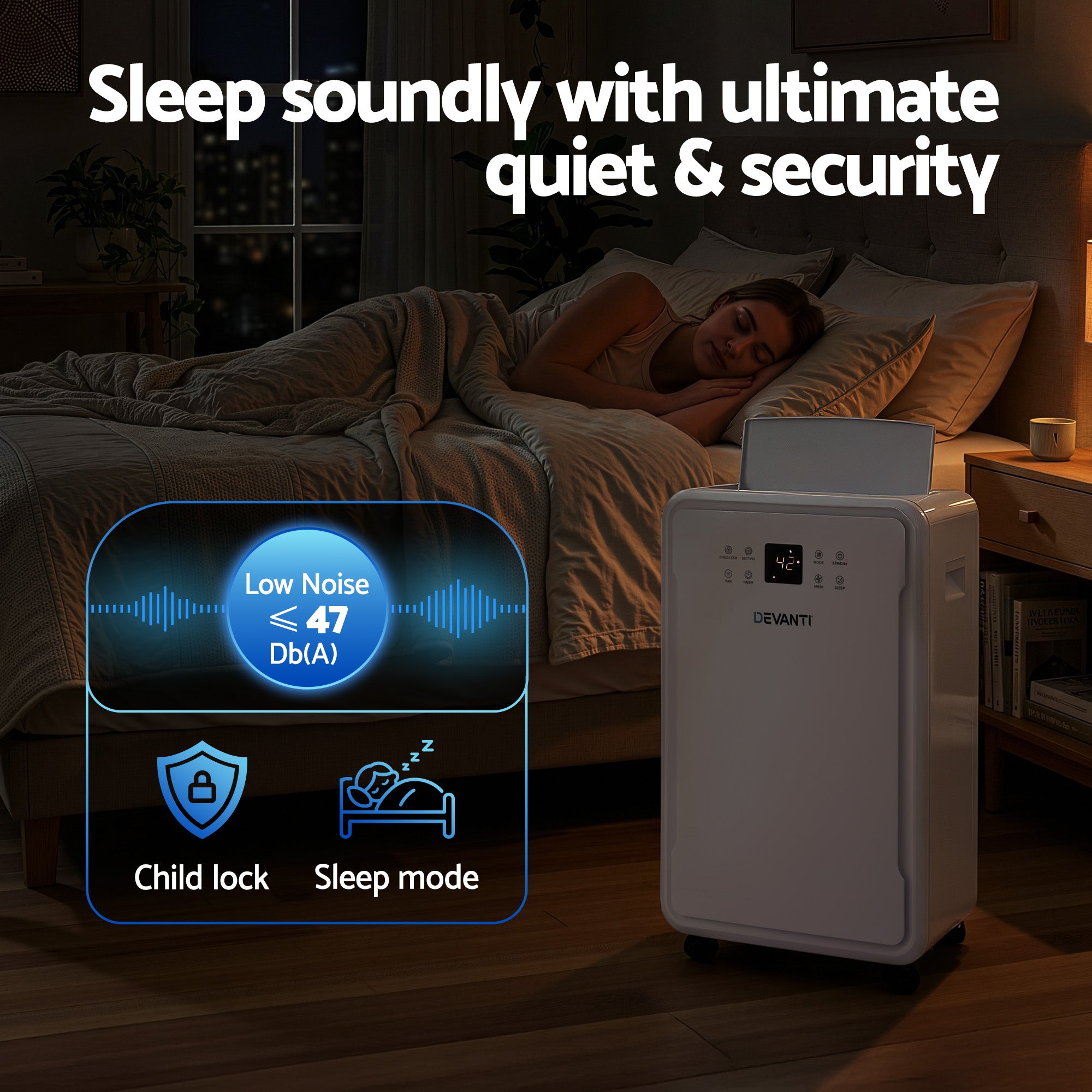Devanti 50L/Day Dehumidifier Home Air Dryer Mould Moisture 8.5L Tank DH-B-50L-WH