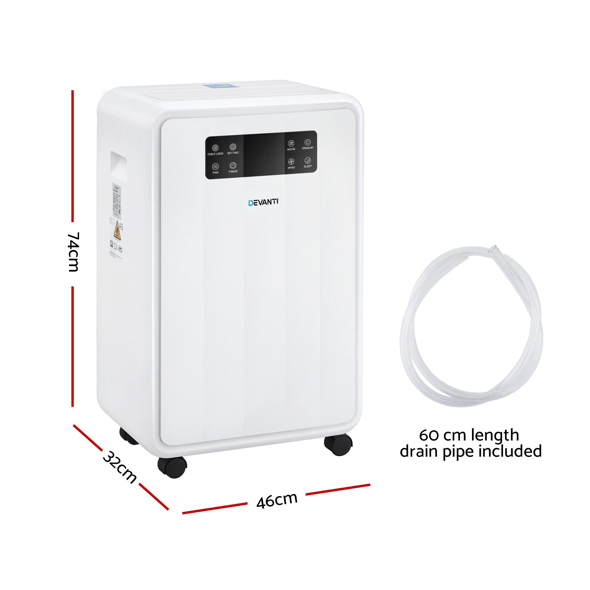 Devanti 70L Dehumidifier Commercial Moisture Absorber Air Dryer 8.5L Water Tank DH-B-70L-WH