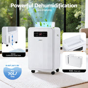 Devanti 70L Dehumidifier Commercial Moisture Absorber Air Dryer 8.5L Water Tank DH-B-70L-WH